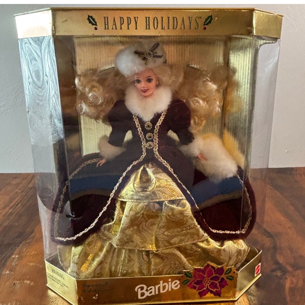Vintage 1996 Happy Holidays Barbie Special Edition‎ Mattel 15646 Burgundy Gown